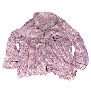 Victoria's Secret Pink Logo Satin Button Down Pajama Top XXL